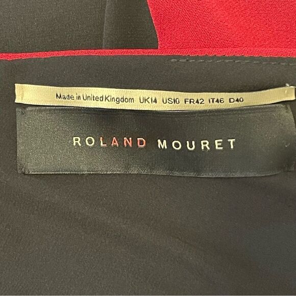 ROLAND MOURET Cutout One-Shoulder Asymmetric Drape Fitted Dress in Burgundy - Picture 6 of 11